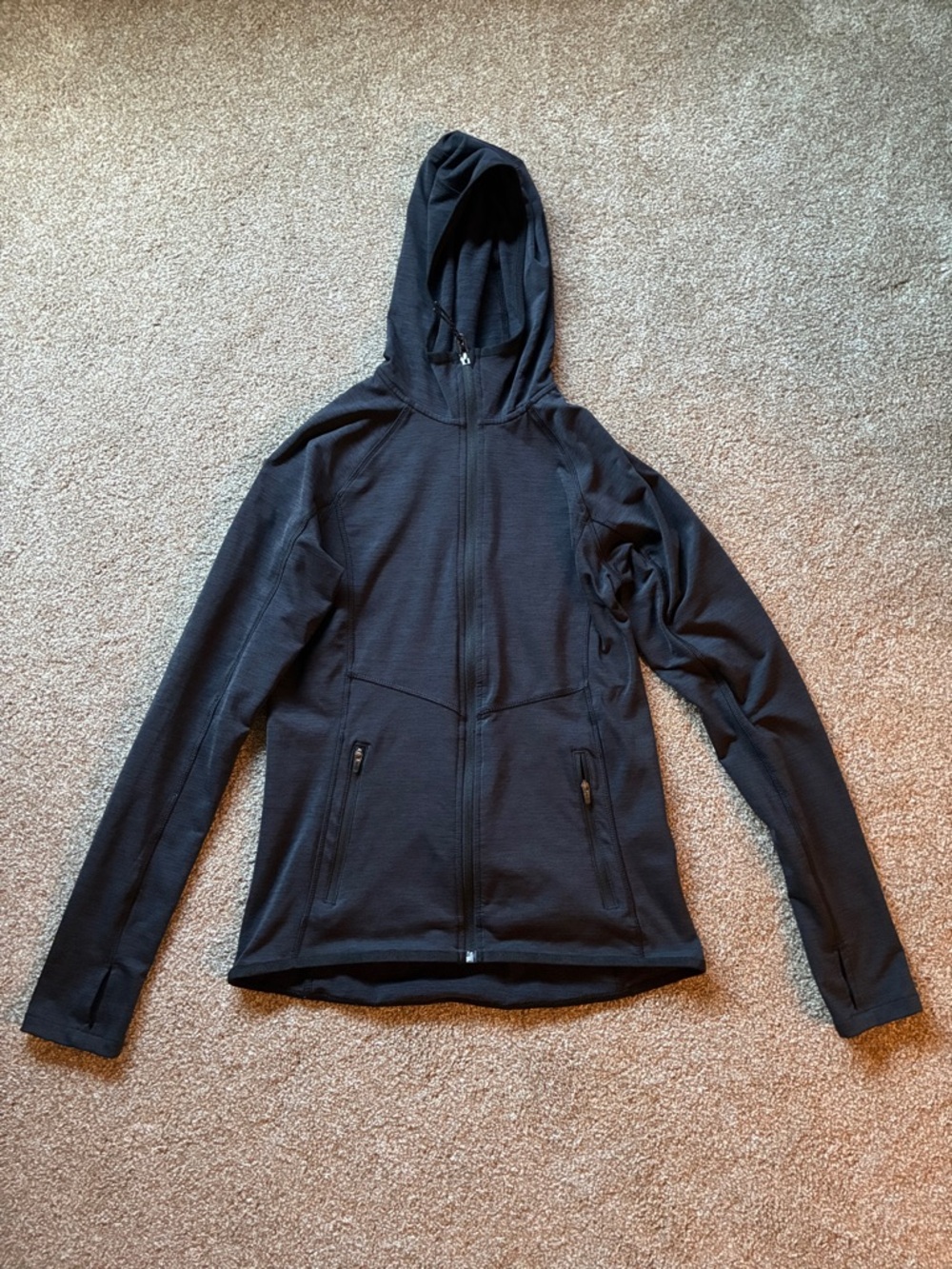 Women’s Gray Black Hooded Zip-Up Jacket